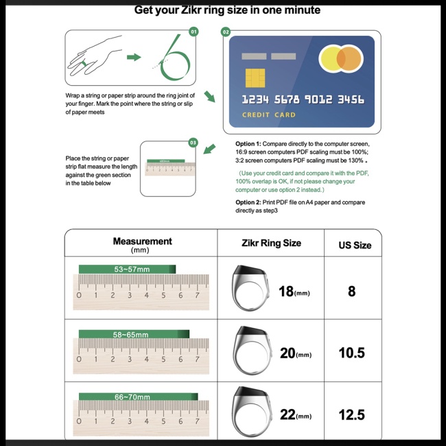 Nhẫn Thông Minh Zevaret Đếm Giờ Cầu Nguyện 5 Lần Chống Thấm Nước Ip68