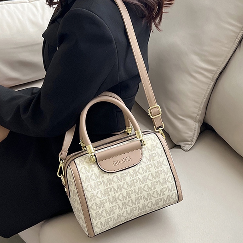 Túi Xách Boston Dạng Gối In Họa Tiết Cổ Điển Hợp Thời Trang Cho Nữ