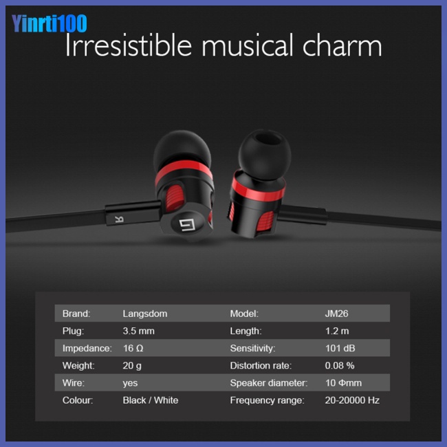 Tai Nghe Nhét Tai Jack 3.5mm Chống Ồn Chuyên Dụng Cho Langsdom Jm26