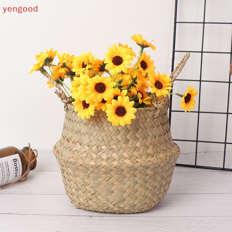 Giỏ Hoa Đan Từ Sợi Cỏ Biển Có Thể Gấp Gọn Tiện Dụng