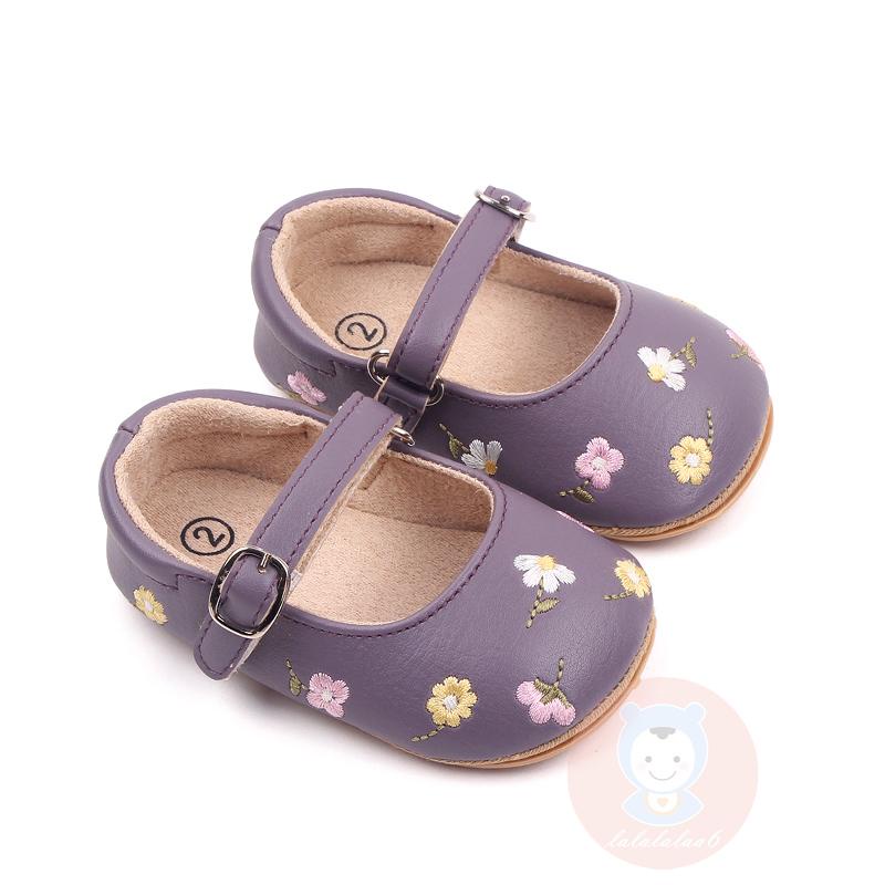 Giày Búp Bê Da PU Thêu Hoa Cho Bé Gái LAA6-G