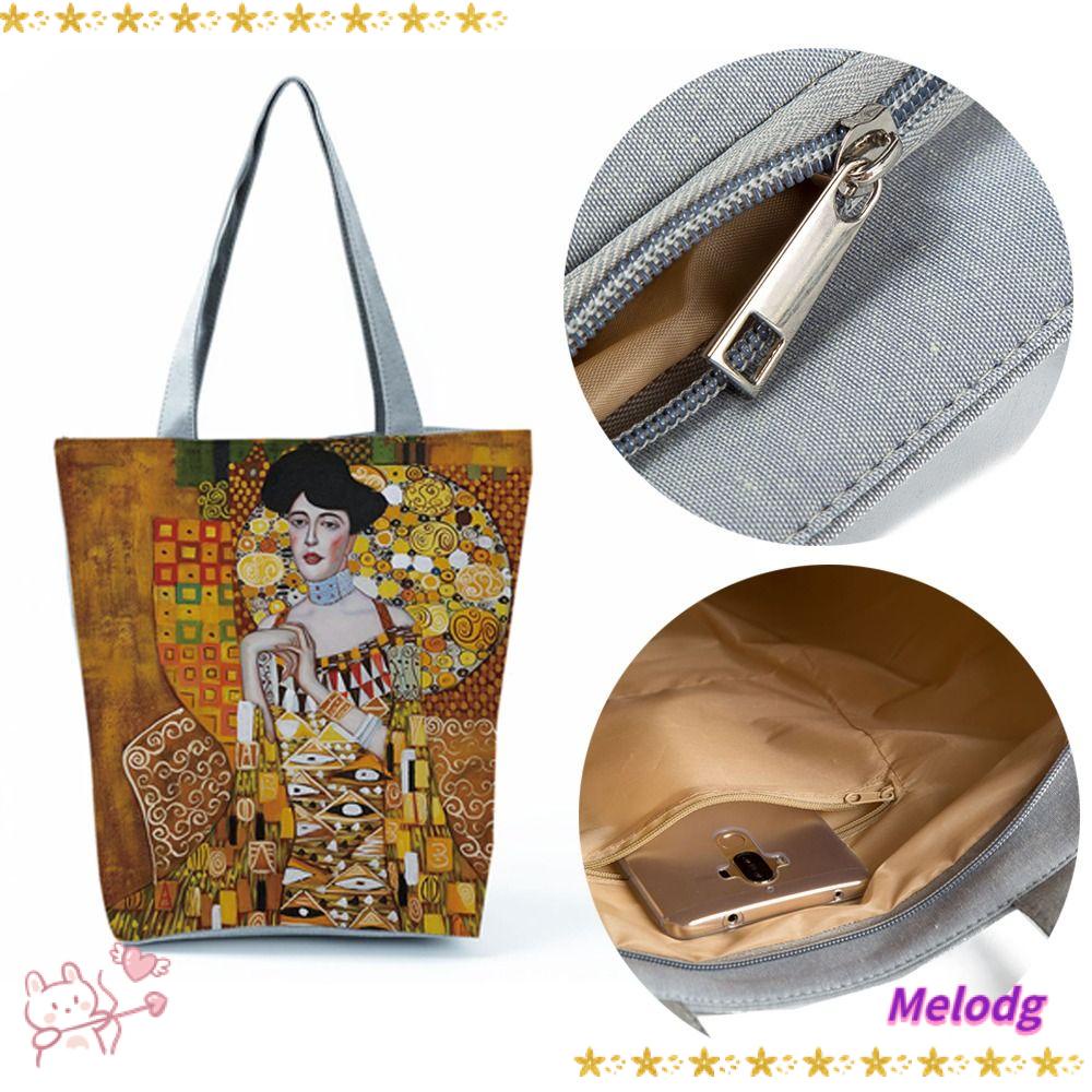 Túi Tote Vải Lanh Họa Tiết Tranh Sơn Dầu Thời Trang Cho Nữ