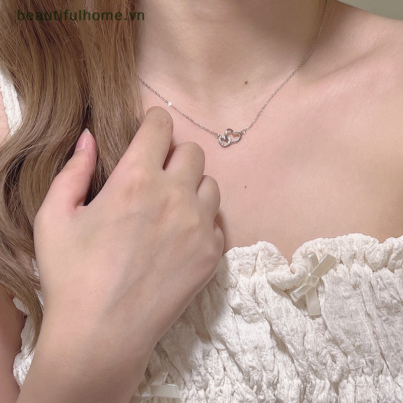 Vòng cổ Mặt Trái Tim Đính Đá Zircon Lấp Lánh Thời Trang Cho Nữ