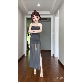 Đầm Hai Dây Dáng Chữ A Màu Xám Thiết Kế Mới Quyến Rũ Thời Trang Mùa Hè Dành Cho Nữ