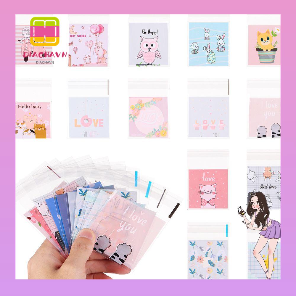 Set 100 Túi Đựng Kẹo Thiết Kế Nơ Dễ Thương Kích Thước 7x7cm