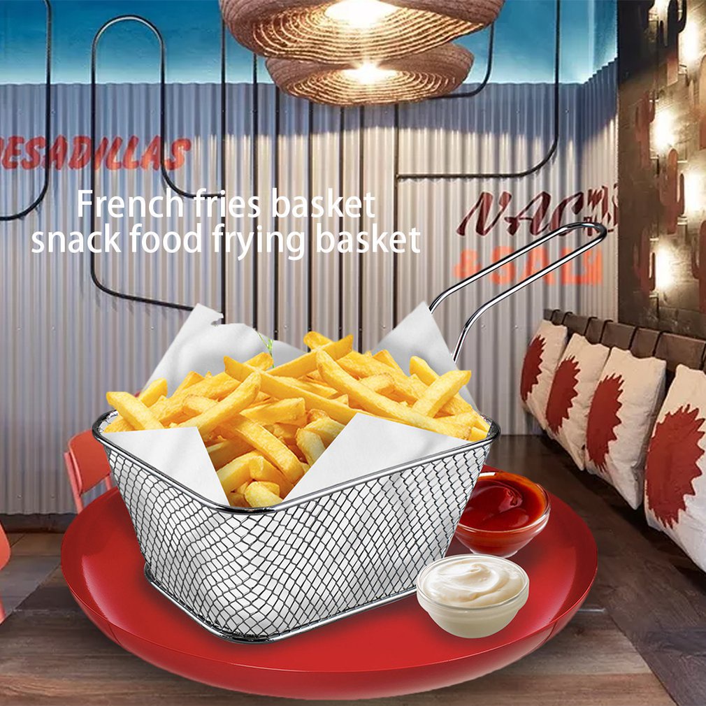 =Christmas=Stainless Steel Chef Basket Mini Fry Baskets Fryer Cooking French Fries Basket