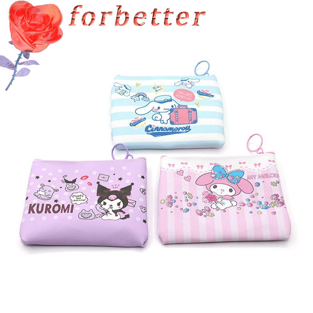 Ví Đựng Tiền Xu Kuromi Mini Bằng Da PU Họa Tiết Mèo Kitty Melody Hoạt Hình Dễ Thương Giá Đỡ