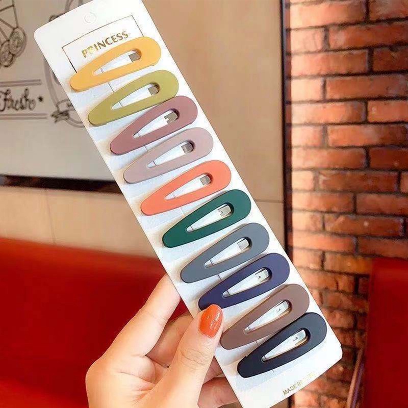 Ygt Set 10 Kẹp Tóc Nữ Màu Trơn Họa Tiết Hình Học Thời Trang