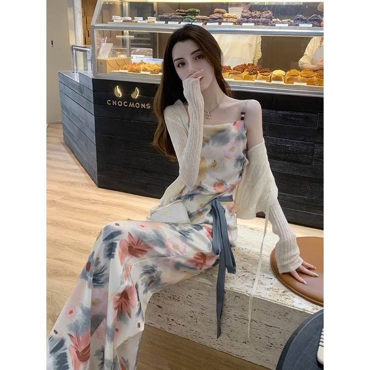 Set Áo Hai Dây Phối Quần Dài Ống Rộng Thời Trang Mùa Hè Cho Bạn Gái