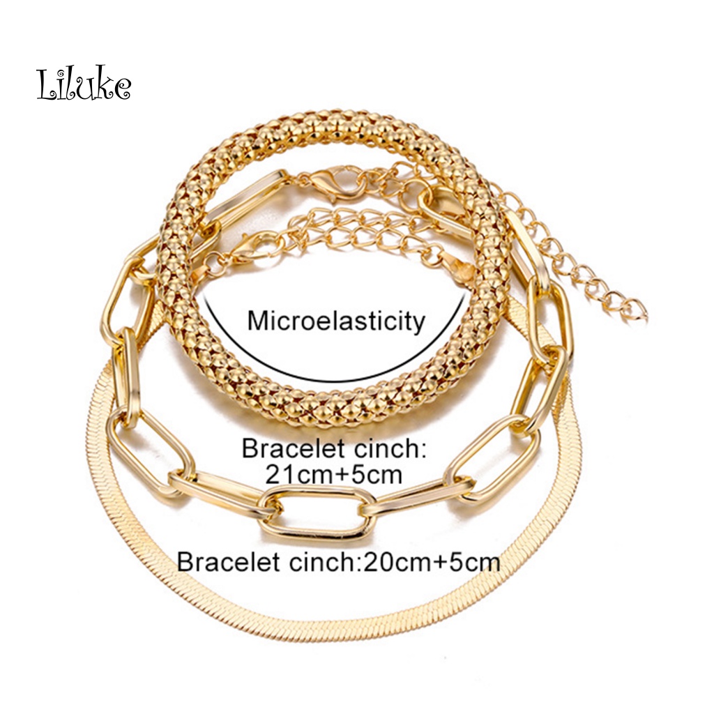 Set 3 Vòng Tay Hợp Kim Nhiều Lớp Thời Trang Cho Nữ