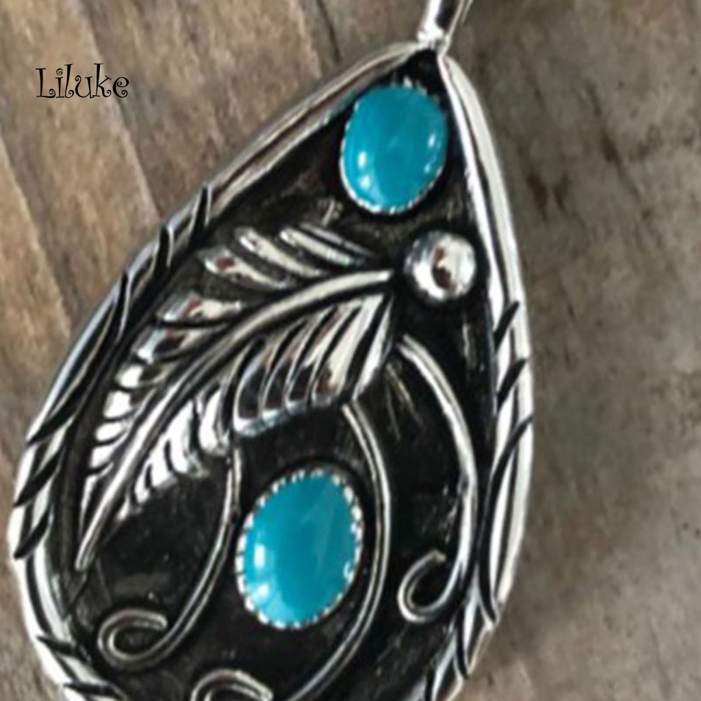 Vòng cổ Hợp Kim Trang Trí Mặt Đá Turquoise Hình Giọt Nước Độc Đáo Cho Nữ