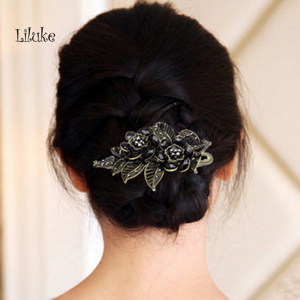 Kẹp Tóc Hợp Kim Trang Trí Hoa Đính Đá Nhiều Màu Sắc Cho Nữ