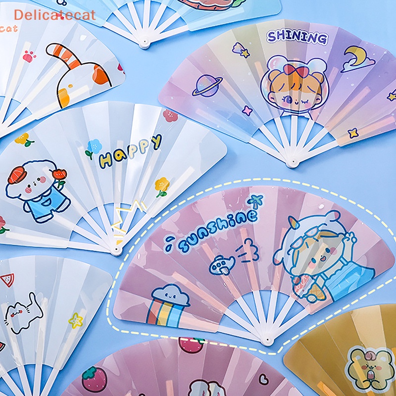 Quạt Xếp Cầm Tay Bằng Nhựa PP Nhỏ Gọn Họa Tiết Hoạt Hình Dễ Thương Sáng Tạo Dành Cho Mùa Hè