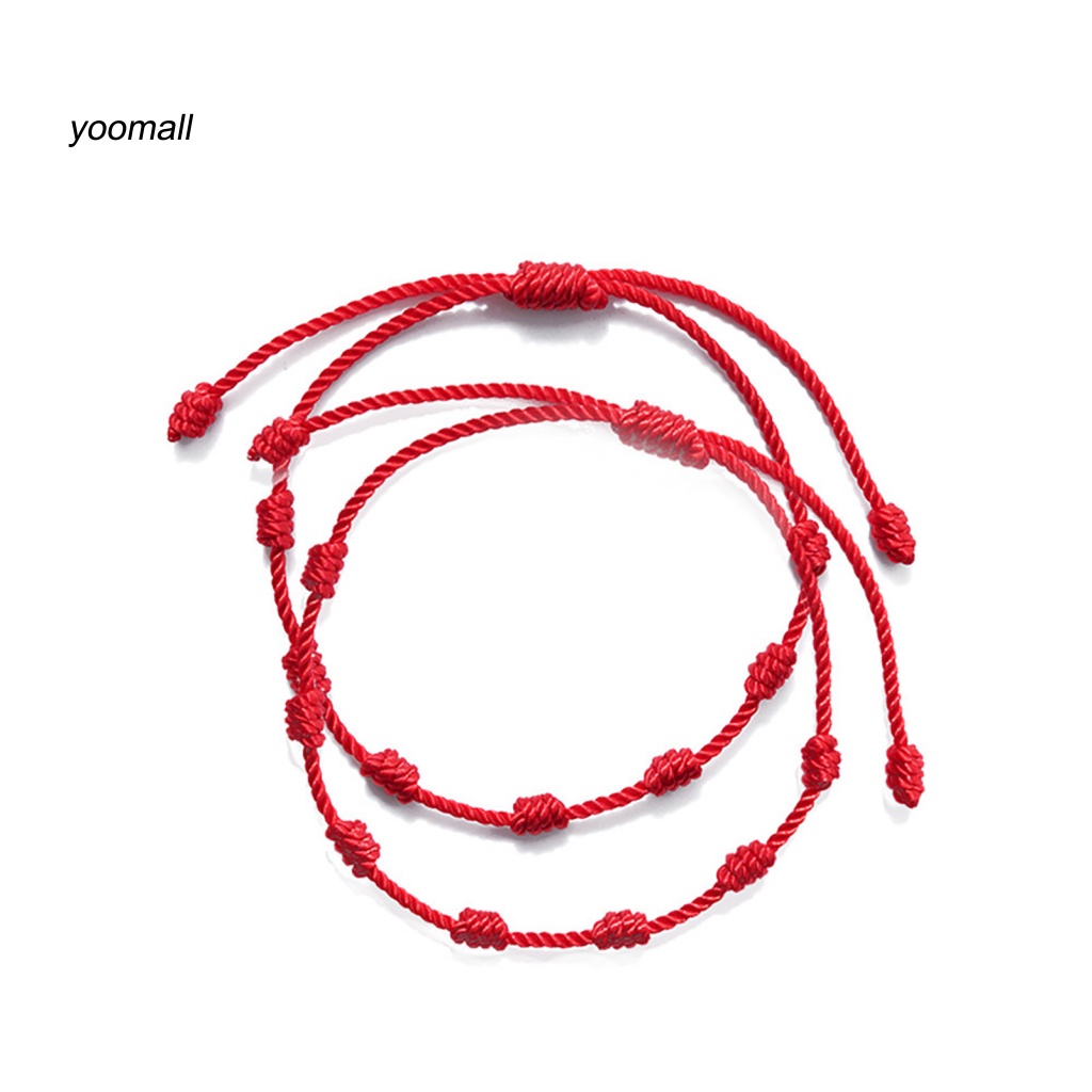 2 Vòng Tay Dây Đỏ May Mắn 7 Nút Bảo Vệ Cho Năm Mới