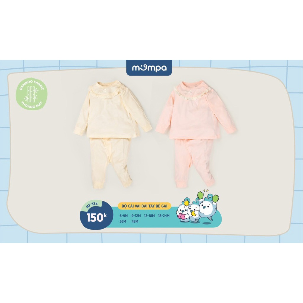 Bộ mompa dài tay Bamboo cho bé gái