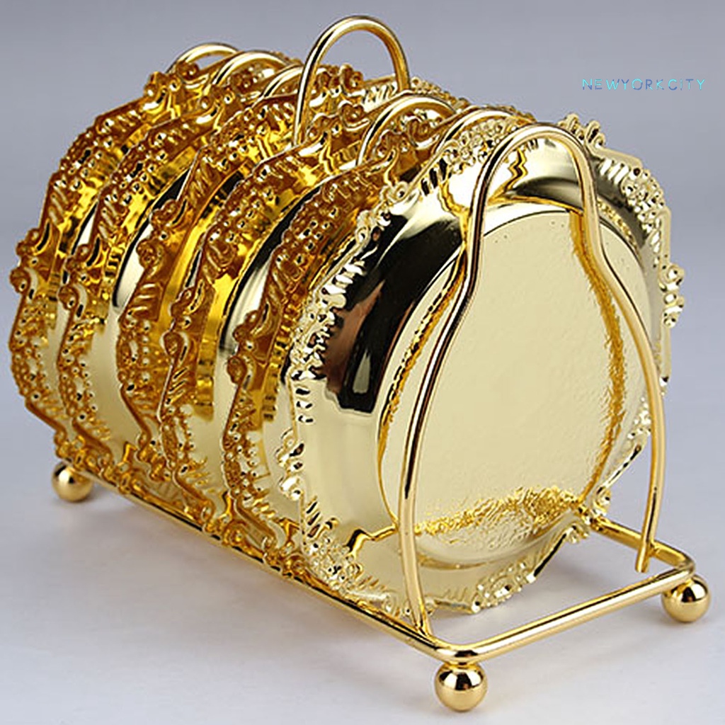 Set 6 Đế Lót Cốc Trà / Cà Phê Bằng Hợp Kim Chịu Nhiệt