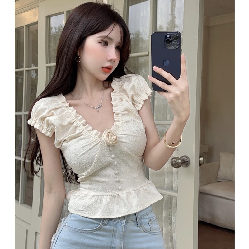 Áo Kiểu Nữ Cổ Chữ V Thời Trang Quyến Rũ