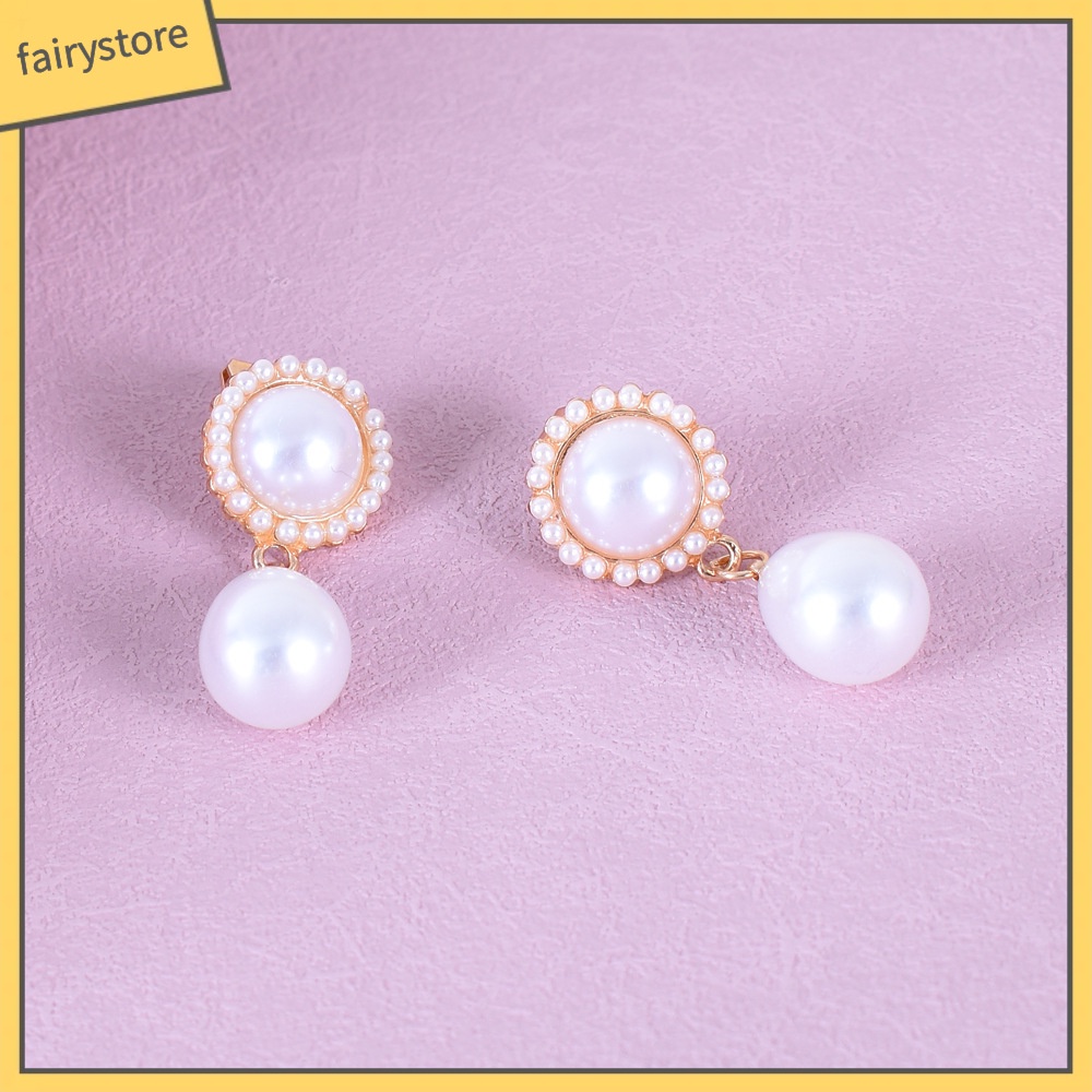 [FTO] Bông Tai Bạc Hình Giọt Nước Đính Ngọc Trai Phong Cách Hoàng Gia Pháp Cổ Điển