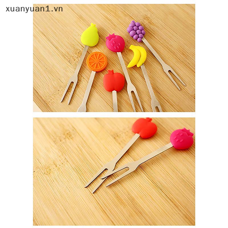 Nĩa Ăn Trái Cây Bằng Thép Không Gỉ Và Silicon Cao Cấp