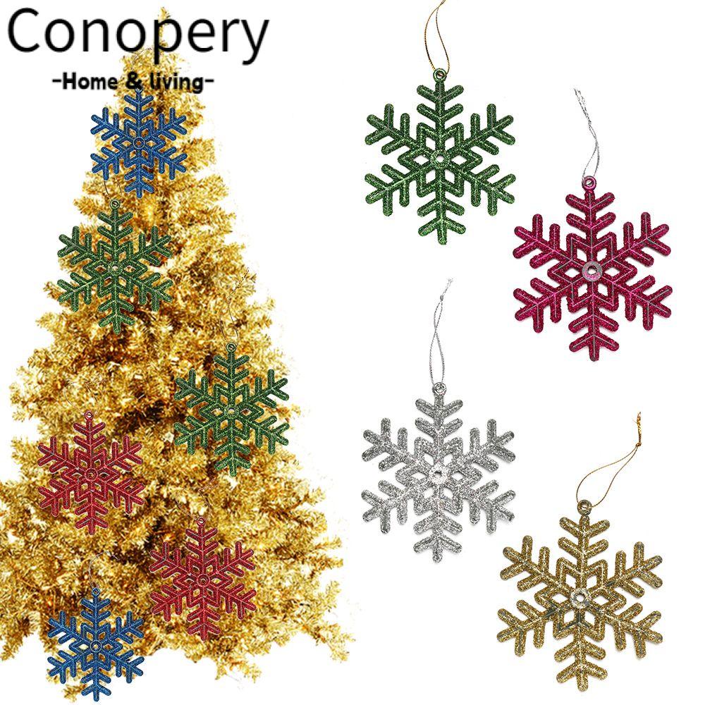 CONOPERY Bộ 6 Bông Tuyết Nhựa 10cm Trang Trí Cây Thông Giáng Sinh