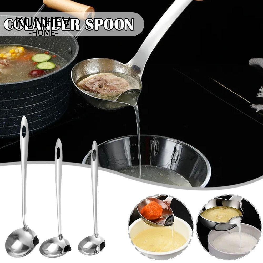 KUNHEV Muỗng Múc Canh Có Ngăn Lọc Dầu Bằng Thép Không Gỉ
