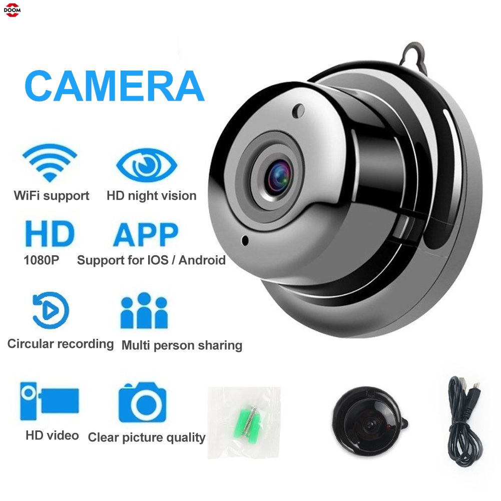 Camera Wifi không dây V380 HD 1080p Camera giám sát an ninh tầm nhìn ban đêm Camera treo tường 【doom】