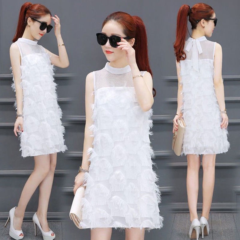Đầm Ngắn Chữ A Không Tay Tua Rua Phong Cách Phương Tây Thời Trang Mùa Hè 2023 Dành Cho Bạn Nữ