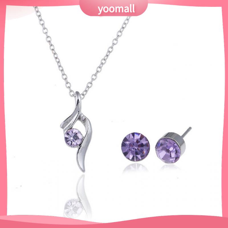 Set Vòng cổ + Bông Tai + Nhẫn Đính Kim Cương Nhân Tạo Thời Trang