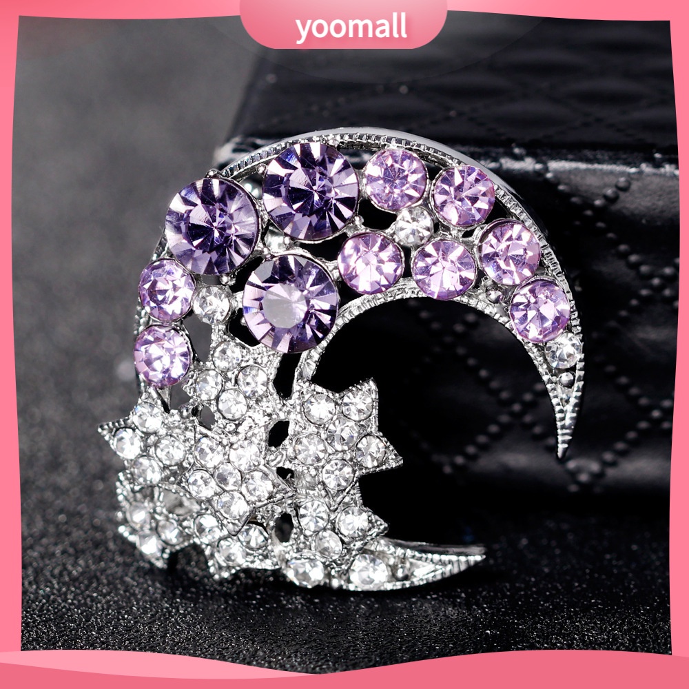 Ghim Cài Áo Hợp Kim Hình Trăng Sao Đính Đá Thời Trang