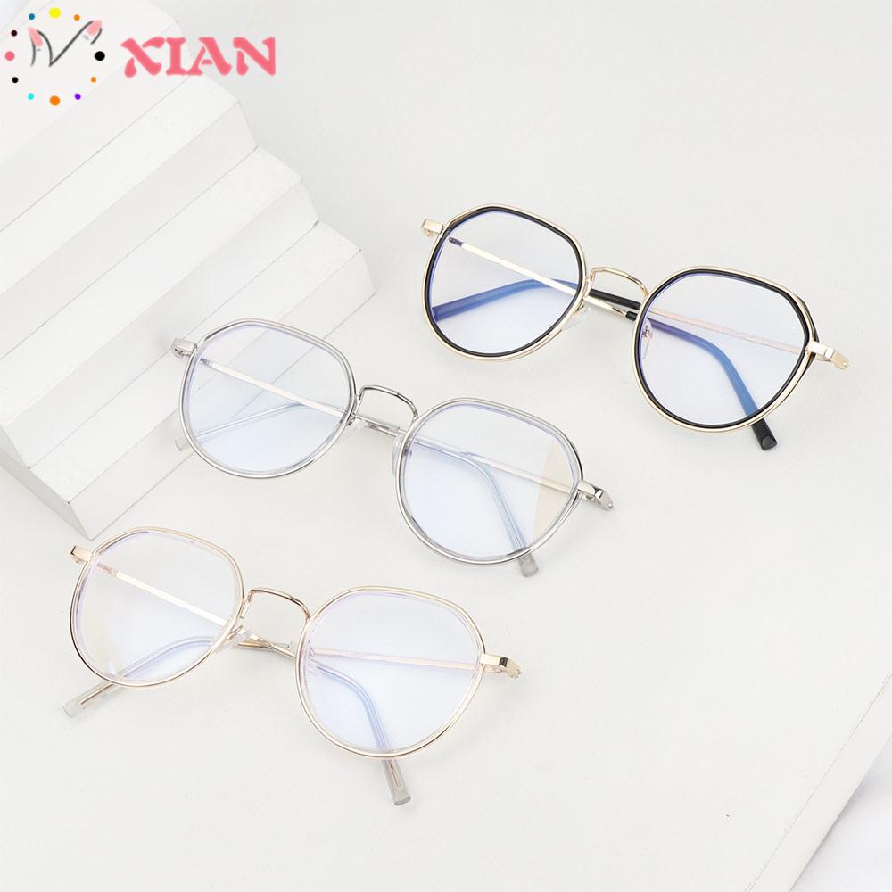 XIANTIN Mắt Kính Gọng Bát Giác Tròng Phẳng Bằng Kim Loại Dành Cho Nam Nữ