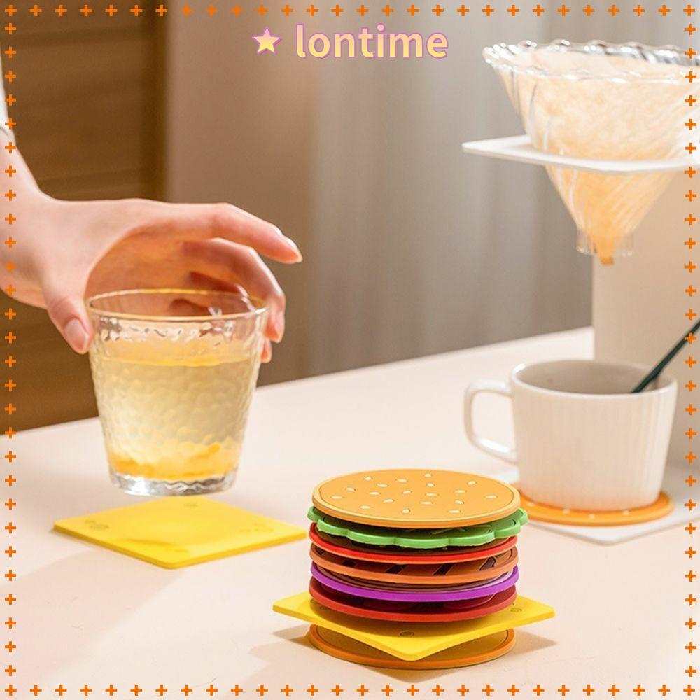 LONTIME Set 8 Tấm Lót Ly Bằng Silicone Cách Nhiệt Chống Trượt Tiện Dụng