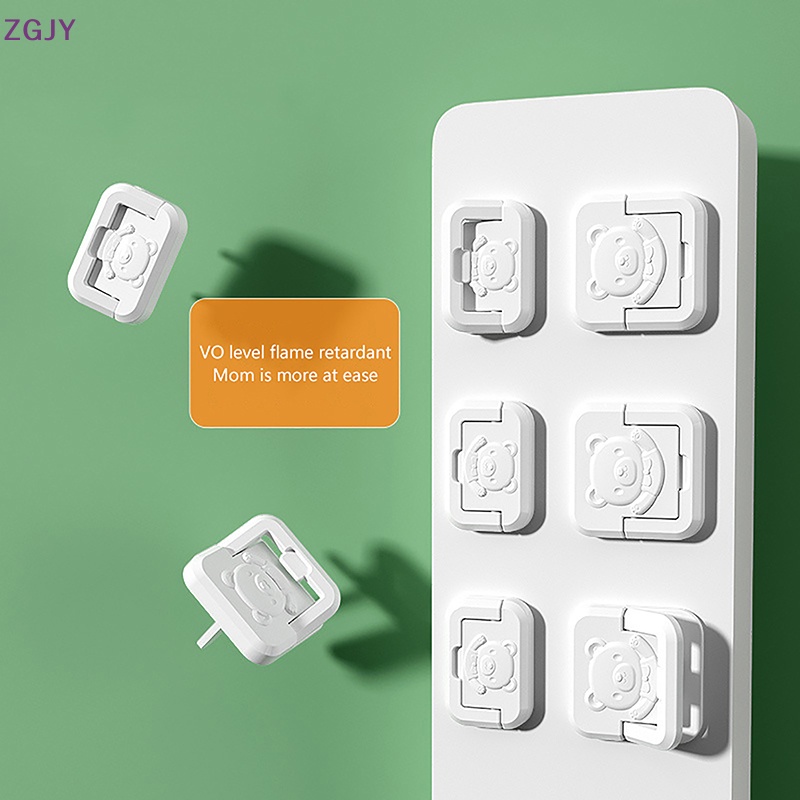 Set 5 Nắp Đậy Ổ Cắm Điện 2 / 3 Lỗ Hình Gấu Bảo Vệ An Toàn Cho Bé Mới