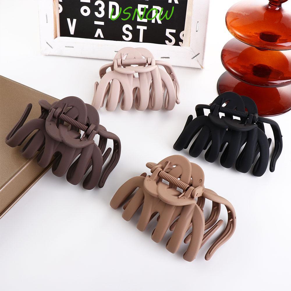 USNOW Kẹp Tóc Càng Cua Bằng Nhựa Nhám Rỗng Kiểu Hàn Quốc Đơn Giản Cho Nữ