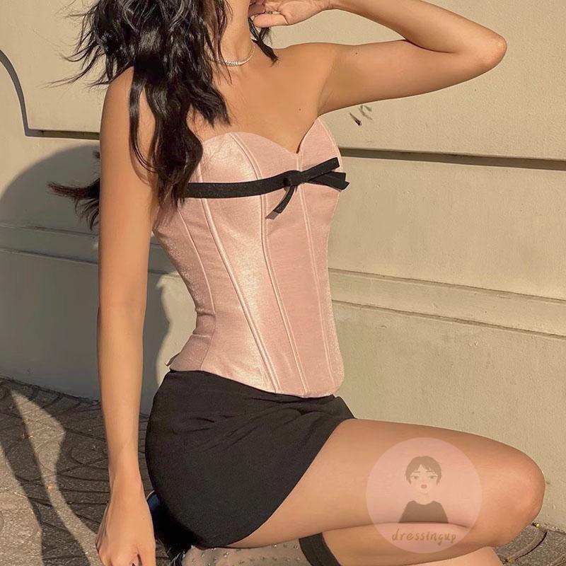 Áo Ống Mùa Hè Màu Hồng Thiết Kế Hở Vai Quyến Rũ Cho Nữ