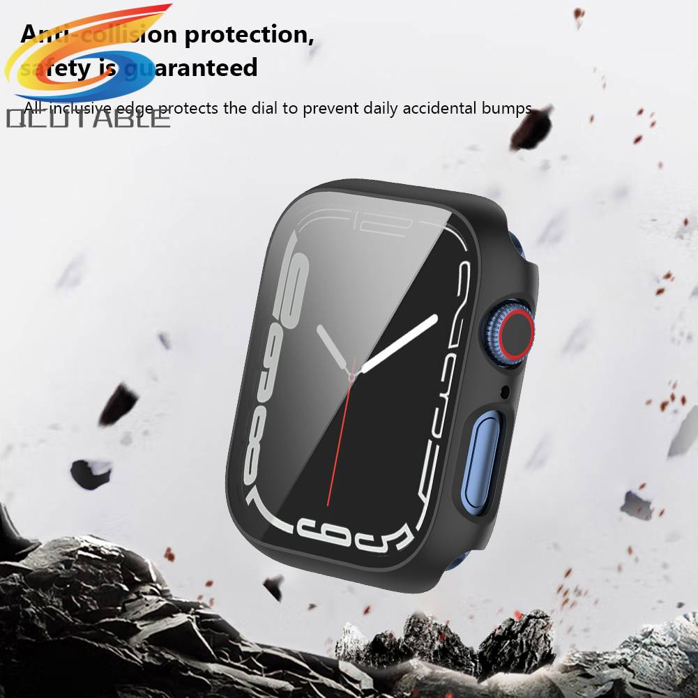 Ốp Bảo Vệ Mặt Đồng Hồ Thông Minh Bằng PC Cứng Kèm Kính Cường Lực Cho Appie Watch Series 8 7 6 5