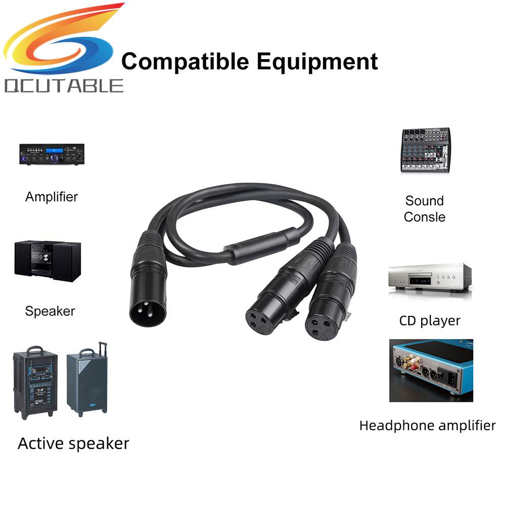 Cáp ChuyểN ĐổI Chữ Y 50cm 3 Pin XLR Sang Dual Female - MàU Đen