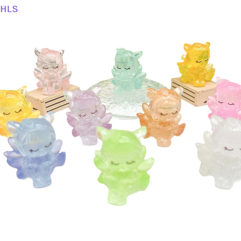 [HLS] Set 2 Tượng Cáo Chín Đuôi Phát Sáng Trong Bóng Tối Mini Bằng Nhựa Resin Trang Trí Tiểu Cảnh / Nhà Búp