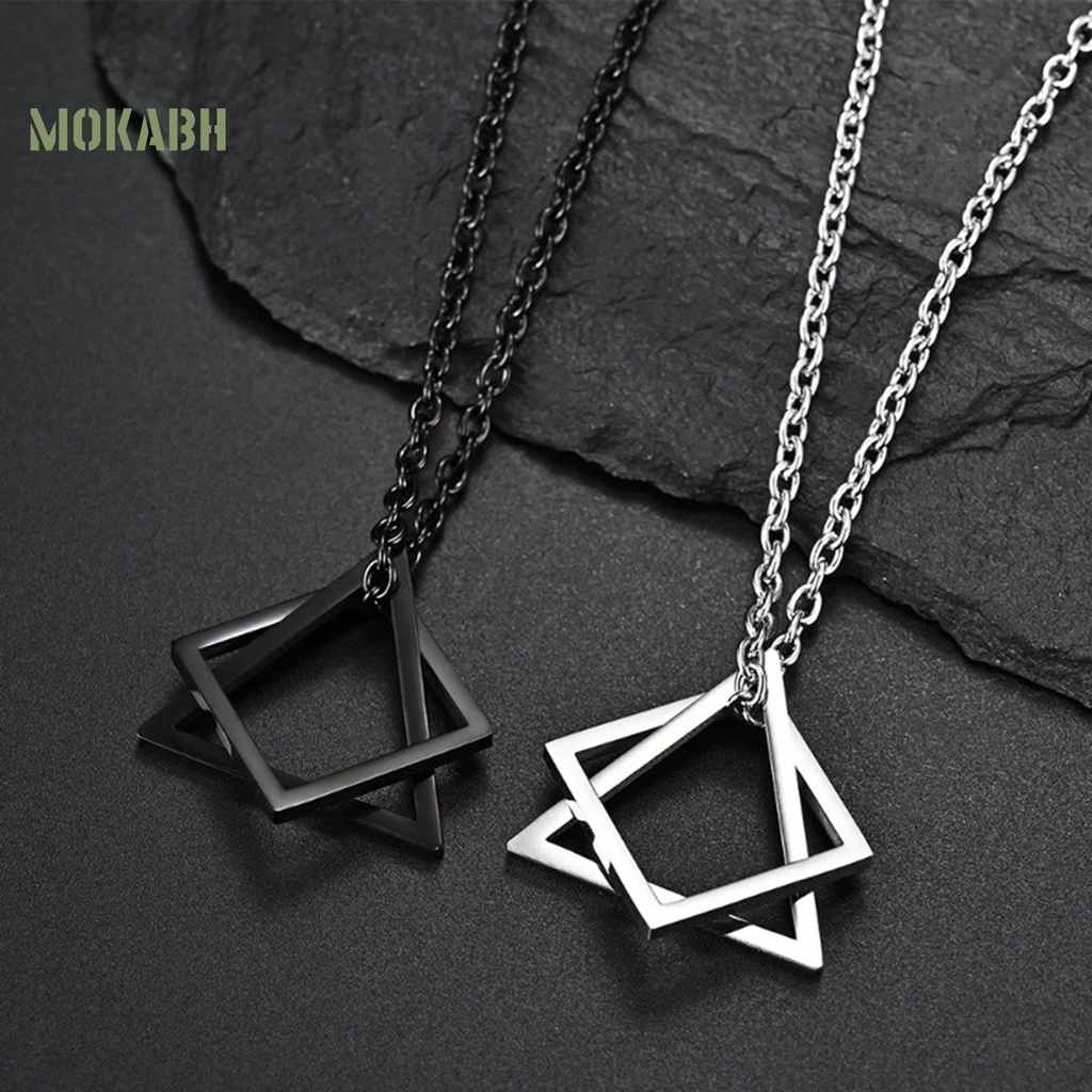 [Mok Abh] Vòng cổ Mặt Hình Học Vuông / Tam Giác Mạ Điện Chống Rỉ Sét Không Phai Trang Trí Quần Áo
