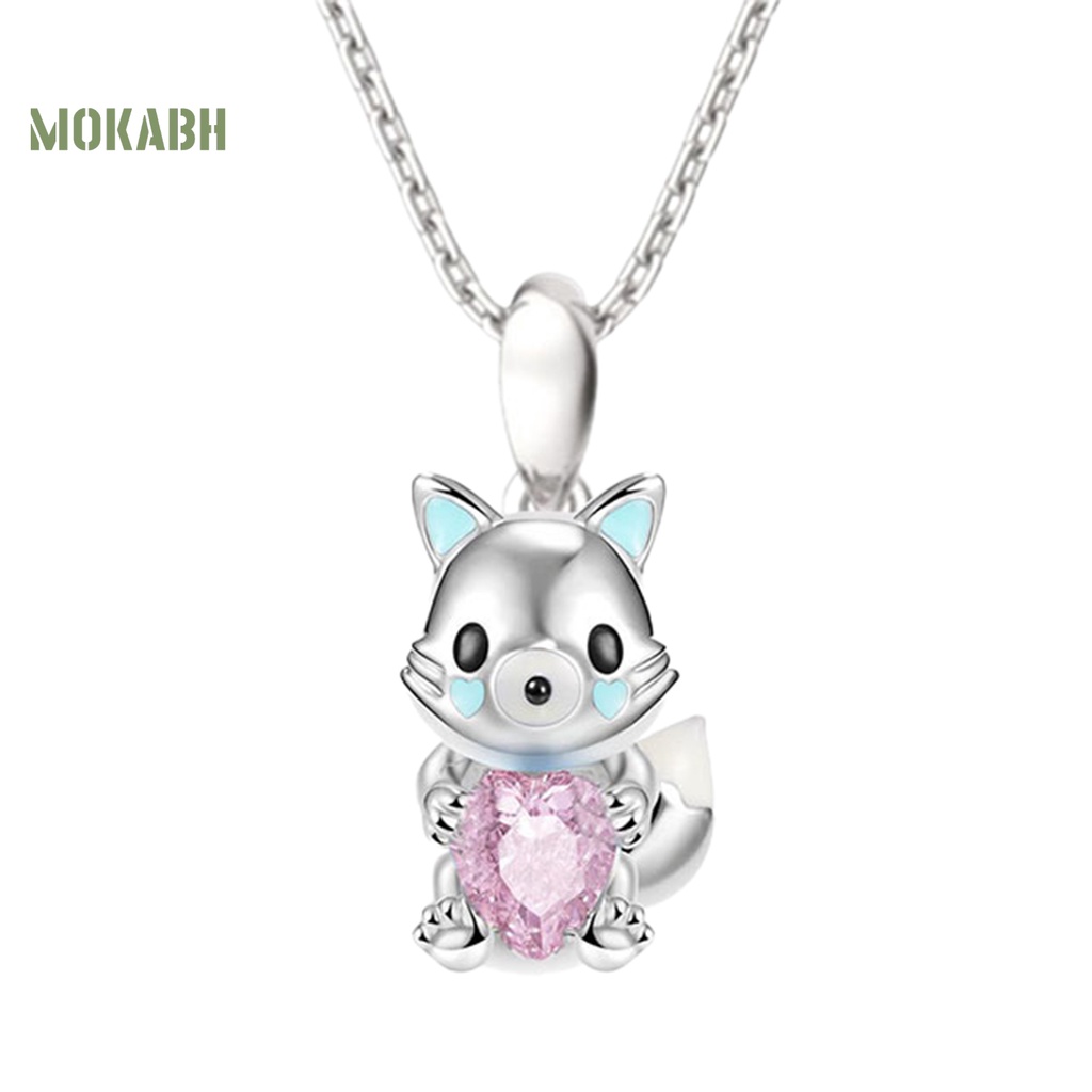 [Mok Abh] Vòng cổ Mặt Hình Trái Tim Đính Đá Lấp Lánh Có Thể Điều Chỉnh Trang Sức Thời Trang Cho Nữ