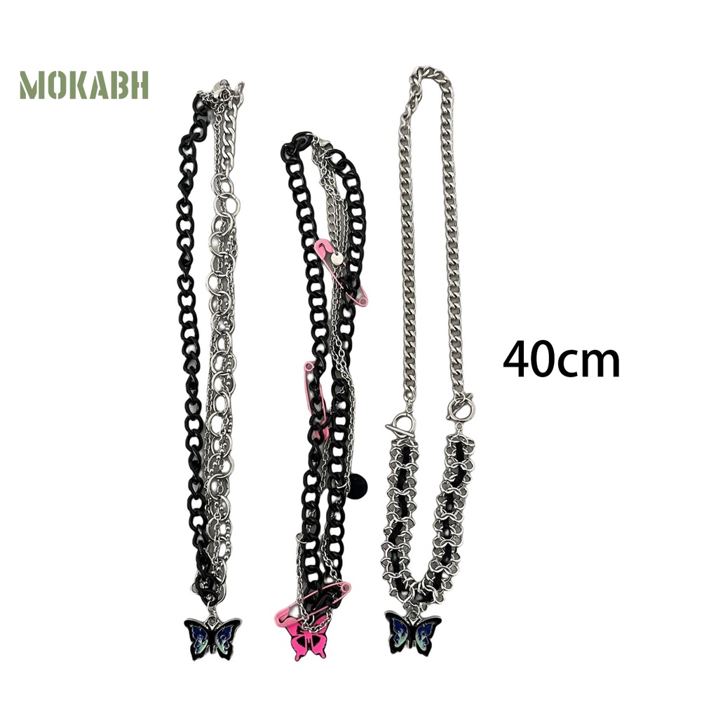 Vòng cổ Hai Lớp Dạng Xích Xoắn Họa Tiết Bướm Cá Tính