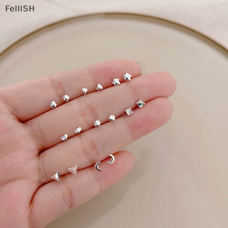 Bông Tai Hình Ngôi Sao / Trái Tim / Mặt Trăng Mini Đơn Giản Thời Trang Cho Nữ 439br