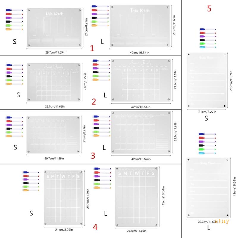 Lịch Để Tủ Lạnh Kèm 6 Bảng Trắng Bằng Acrylic Có Thể Tái Sử Dụng