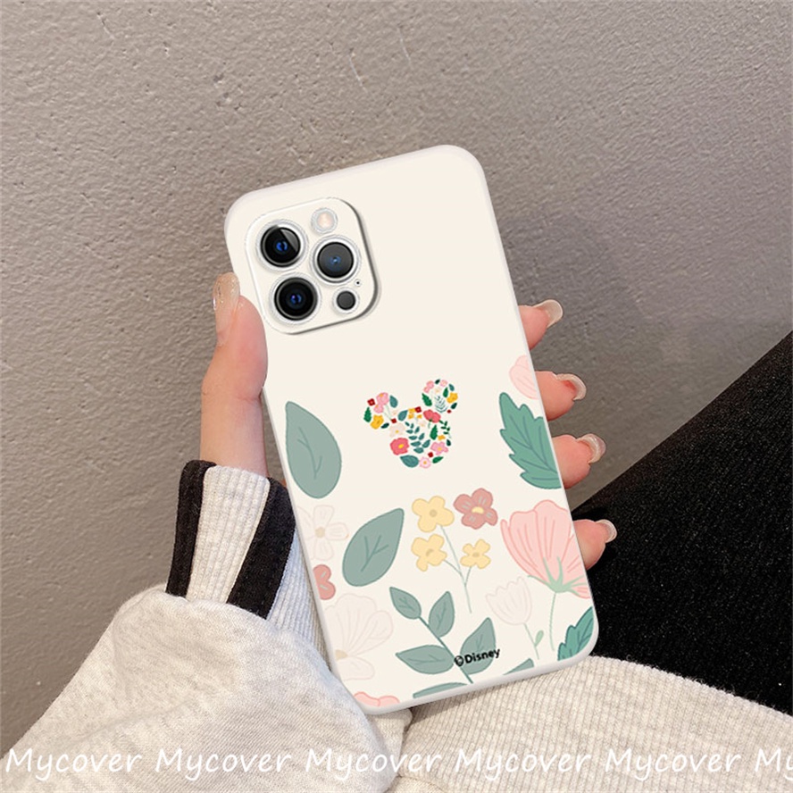 Ốp Điện Thoại Silicon Mềm Họa Tiết Chuột Mickey / Hoa Đơn Giản Cho iPhone 11 13 12 14 Pro Max X XR Xs Max 6 7 8 Plus