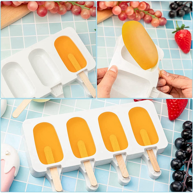 Khuôn Làm Kem 8 Ngăn 4 Ngăn Bằng Silicone