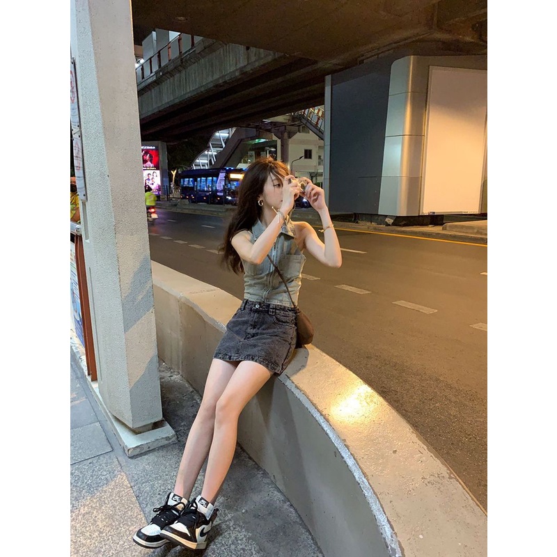 Áo Denim Không Tay Thời Trang Mùa Hè Hàn Quốc Dành Cho Nữ