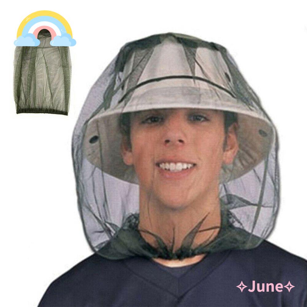 JUNE Mũ Câu Cá Chống Muỗi Có Lưới Chống Côn Trùng Có Thể Gấp Gọn Tiện Lợi
