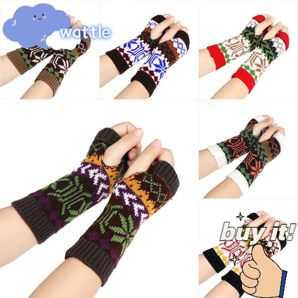 WATTLE Găng Tay Đan Len Dài Co Giãn Dày Dặn Giữ Ấm Thời Trang