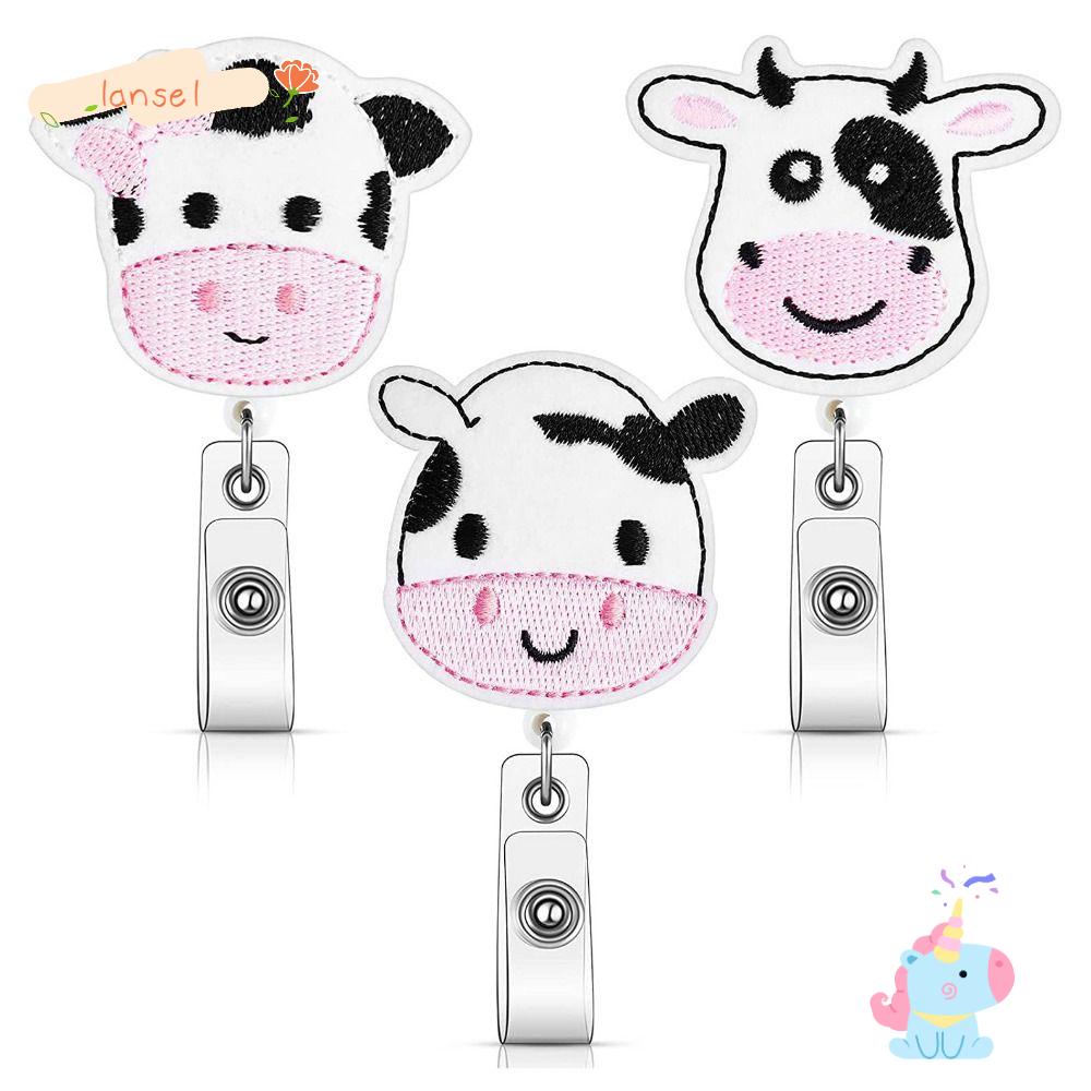 Set 3 Móc Khóa Hình Bò Sữa Dễ Thương Có Thể Thu Gọn