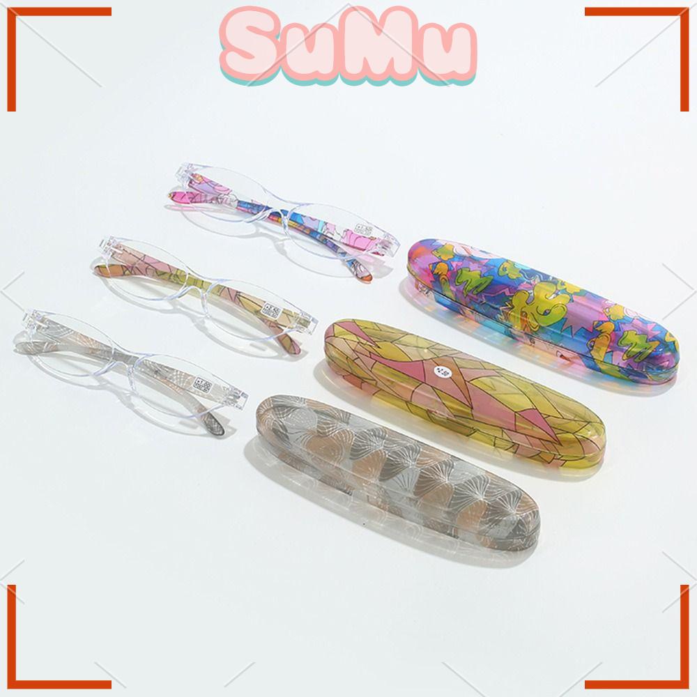 SUMU Kính Đọc Sách Chống Ánh Sáng Xanh Kèm Hộp Đựng Họa Tiết Hoa Xinh Xắn