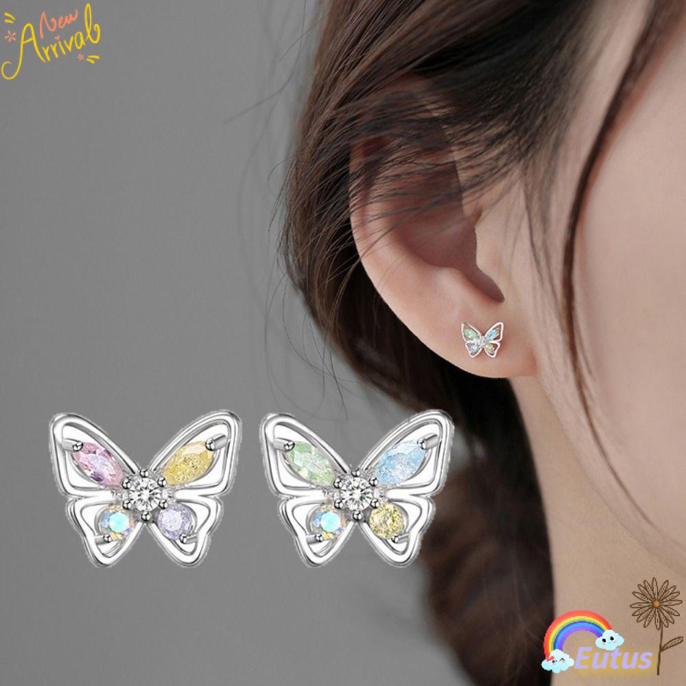 Set 2 Đôi Bông Tai Hình Bướm Đính Đá Dành Cho Nữ